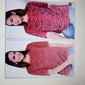 LOGO by LORI GOLDSTEIN SET of 2 PRINTED TOPS